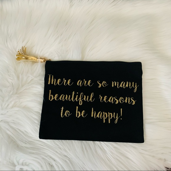 Handbags - Be Happy Black Tassel Makeup Pouch